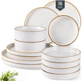 Ceramic Dinnerware Set for 4, 16 Pieces - Durable Reactive Glaze