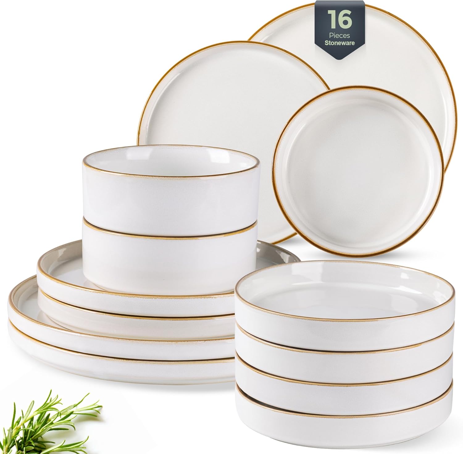 GBHOME Ceramic Dinnerware Set for 4 - 16 Pieces Stoneware