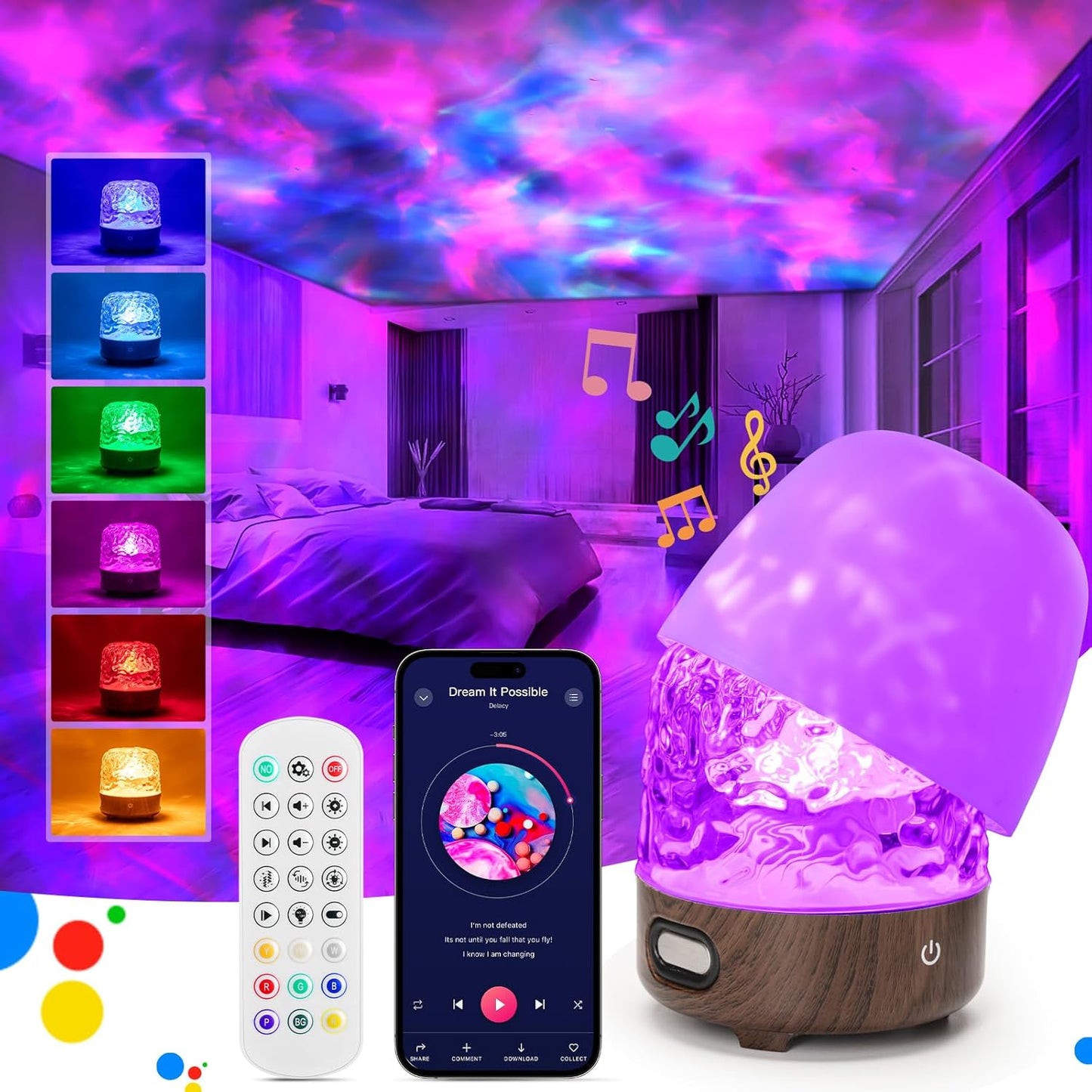 Bluetooth Speaker Galaxy Projector: 36 Modes Mood Light