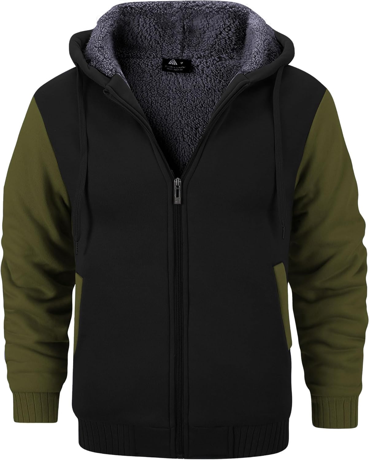 GEEK LIGHTING Mens Fleece-Lined Zip Up Hoodie for Winter Warmth