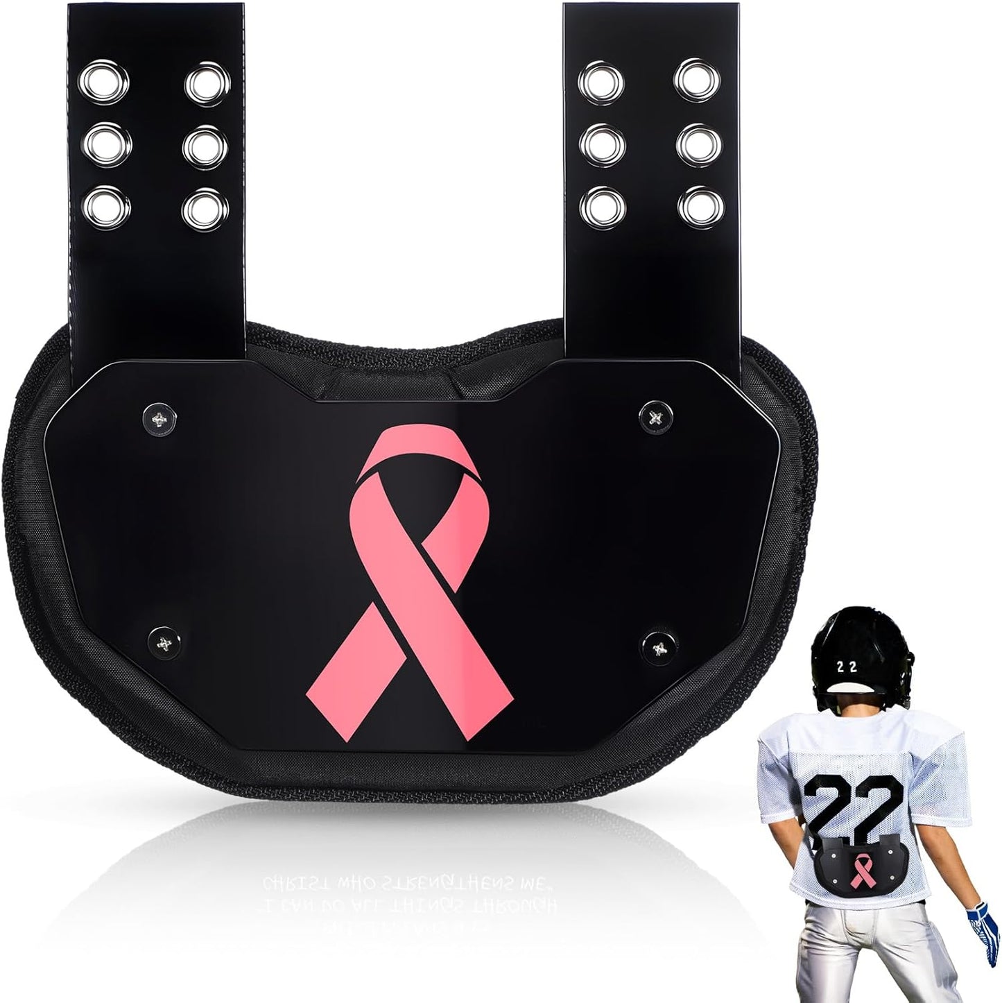 Civaner Football Back Plate for Youth Players with Pink Ribbon
