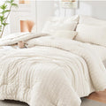 Ivory Queen Comforter Set Seersucker 7 Pieces - All Season Comfort