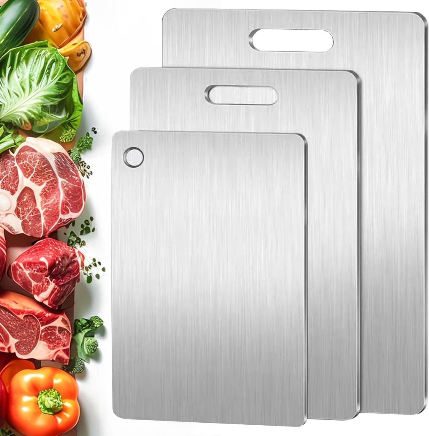 Titanium Cutting Board Set of 3 for Kitchen Use and Safety