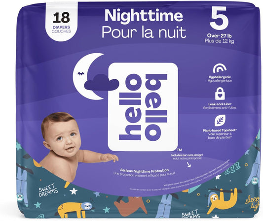 Hello Bello Size 5 Nighttime Baby Diapers - Ultra Absorbent for Extended Overnight Protection