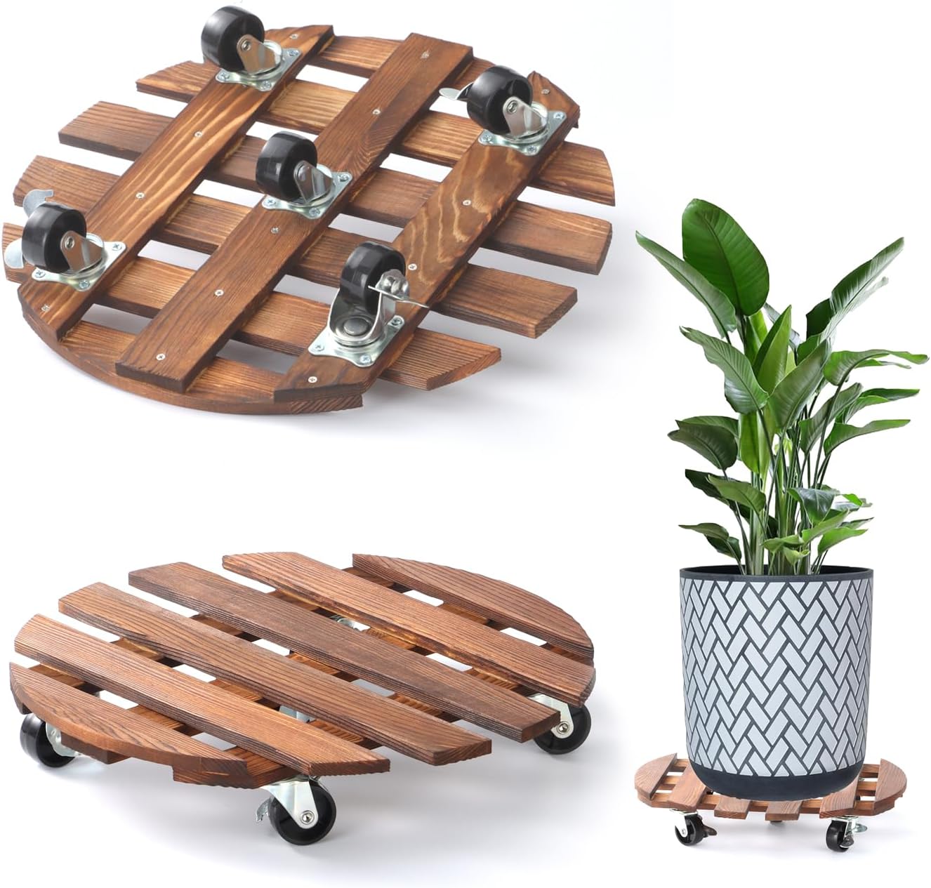 2 Pack 14 in Plant Caddy with 5 Wheels for Heavy Duty Use