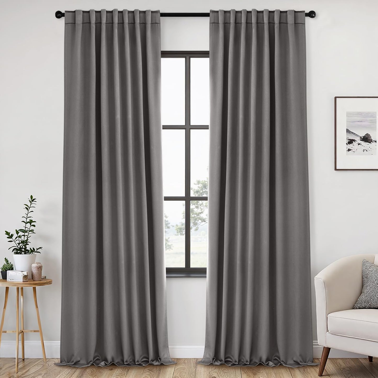 Back Tab Blackout Curtains for Bedroom and Living Room 102 in