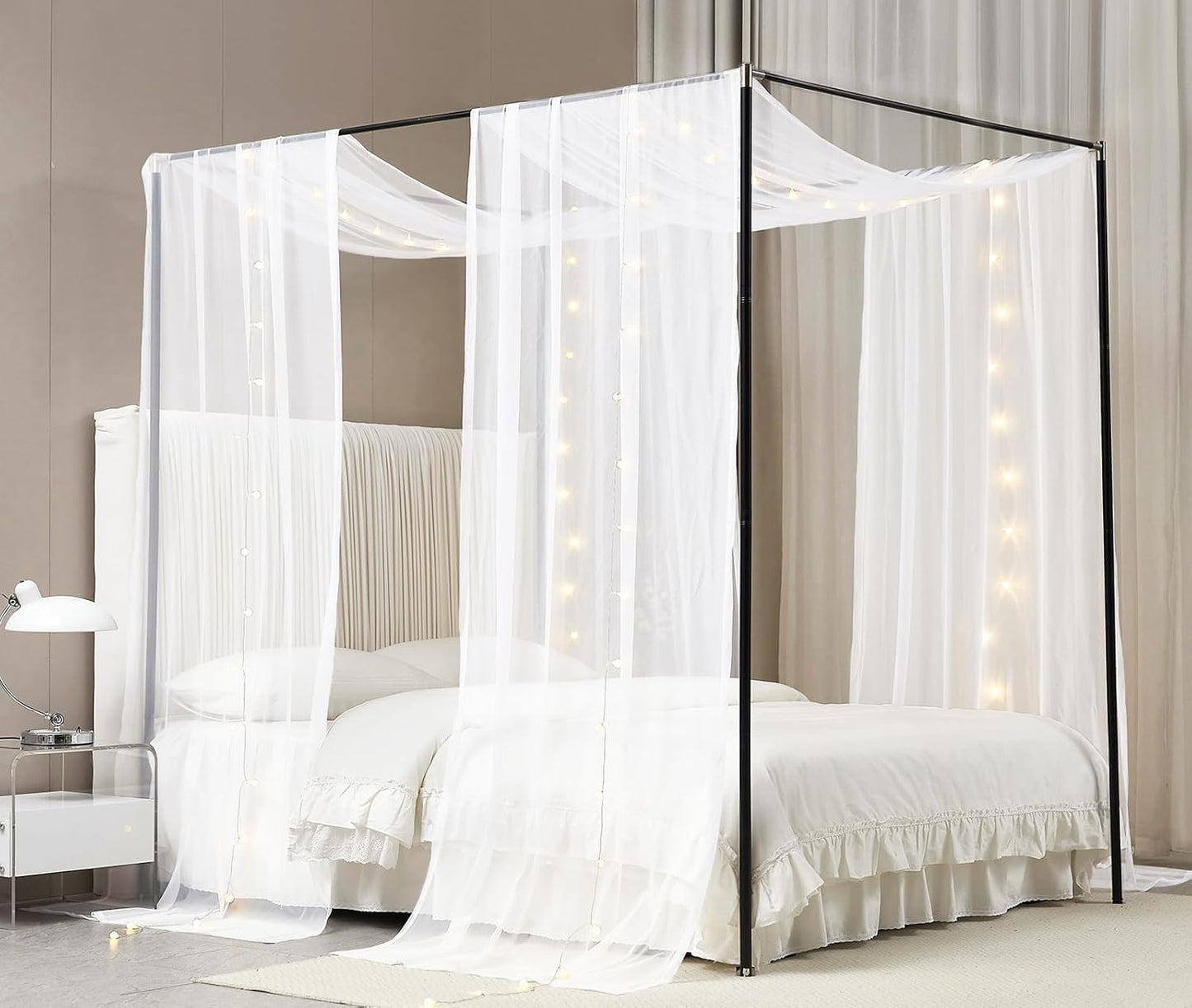Elegant Lighted Canopy Curtain Set - Perfect Room Decor!