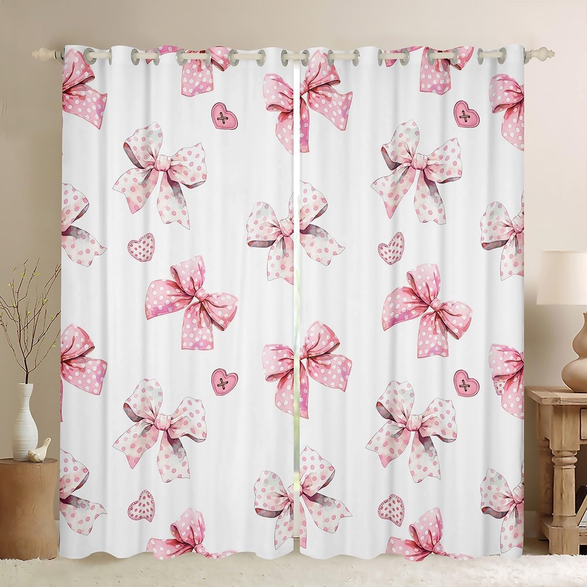 Kawaii Pink Bow Blackout Curtains - Sweet Dreams Guaranteed!