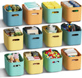 Colorful Plastic Storage Bins 12 Pack - Shelf & Pantry Organizers