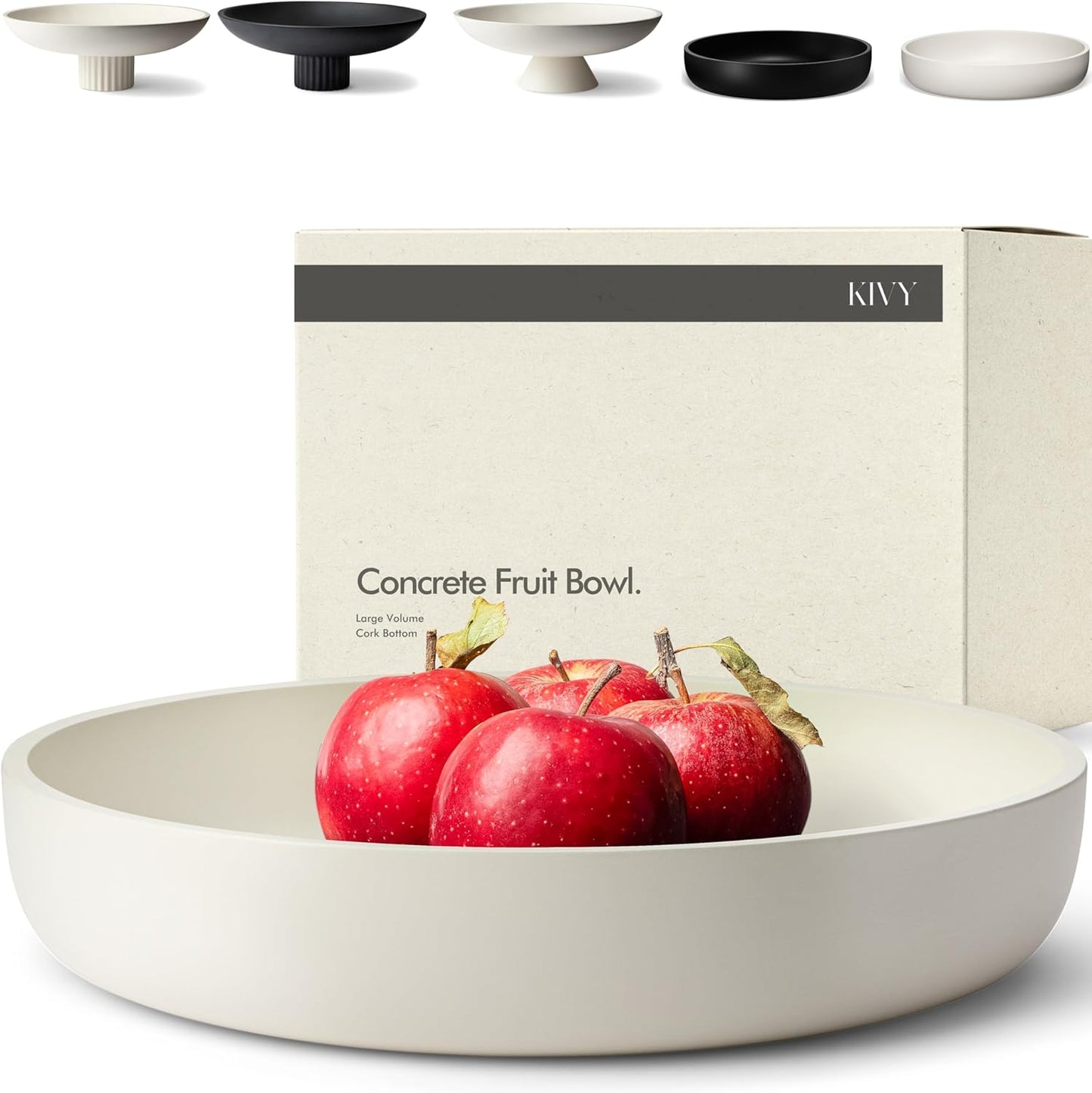KIVY Concrete Fruit Bowl - Large Decorative Bowl for Home Decor