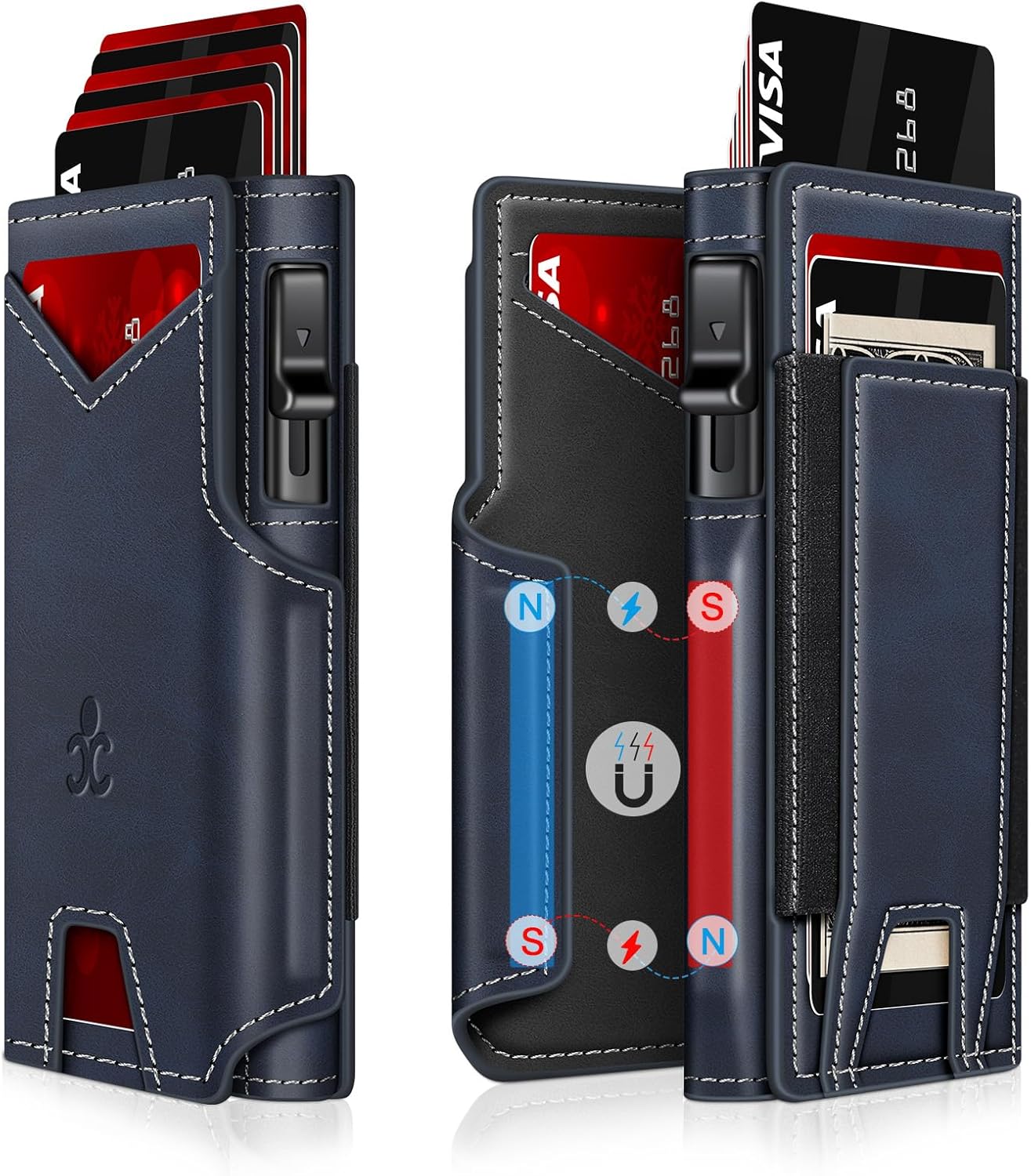 Slim Pop Up Card Holder Wallet for Men with RFID Blocking