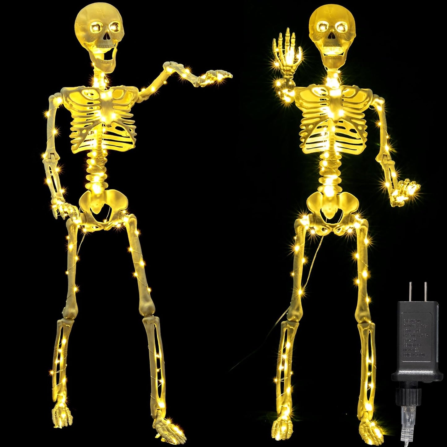 Light Up Halloween Skeletons - 40 Inches Posable Decor for Parties