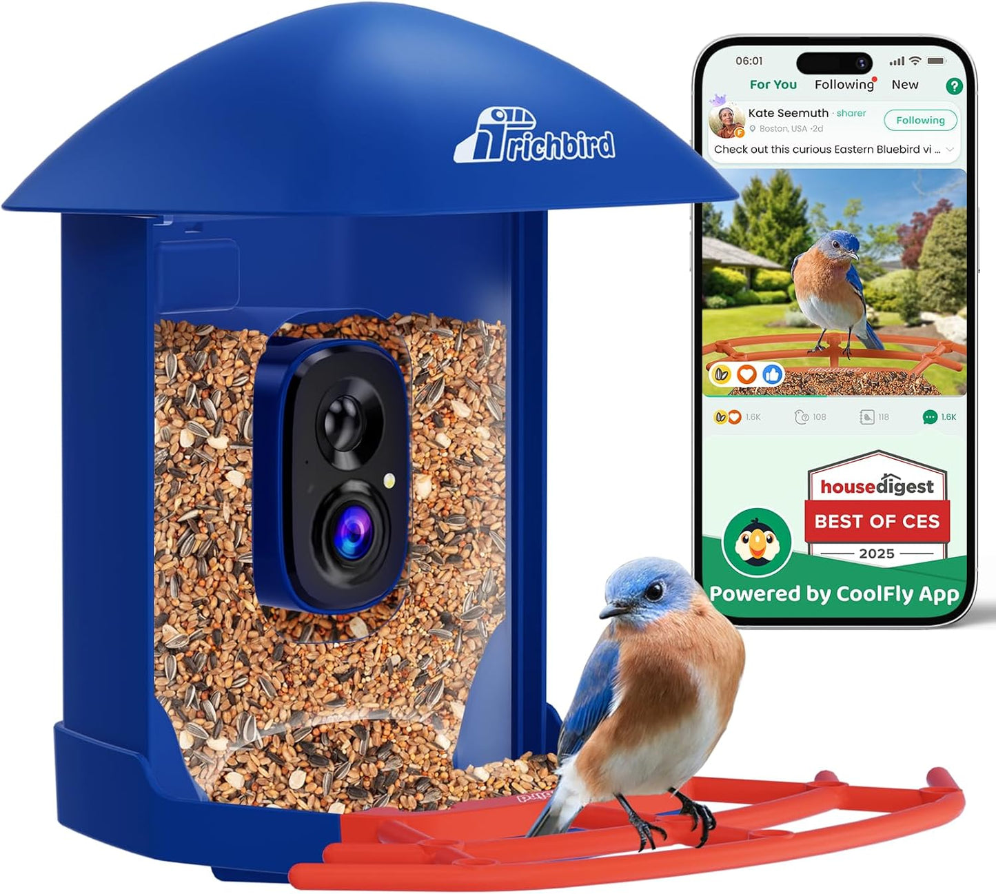 AI Birdwatching Camera with Lifetime ID & Solar Panel