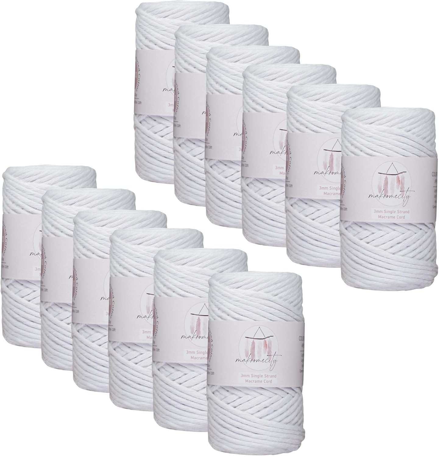 12 Skeins of 3mm Single Strand Macrame Cord for Crafts
