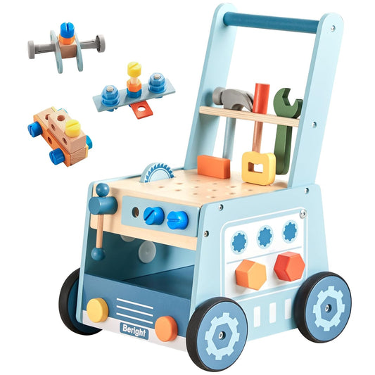 Beright Wooden Baby Push Walker - Multifunctional Toddler Toy