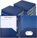 Pocket Folders with Prongs 72 Pack - Durable Navy Organizers