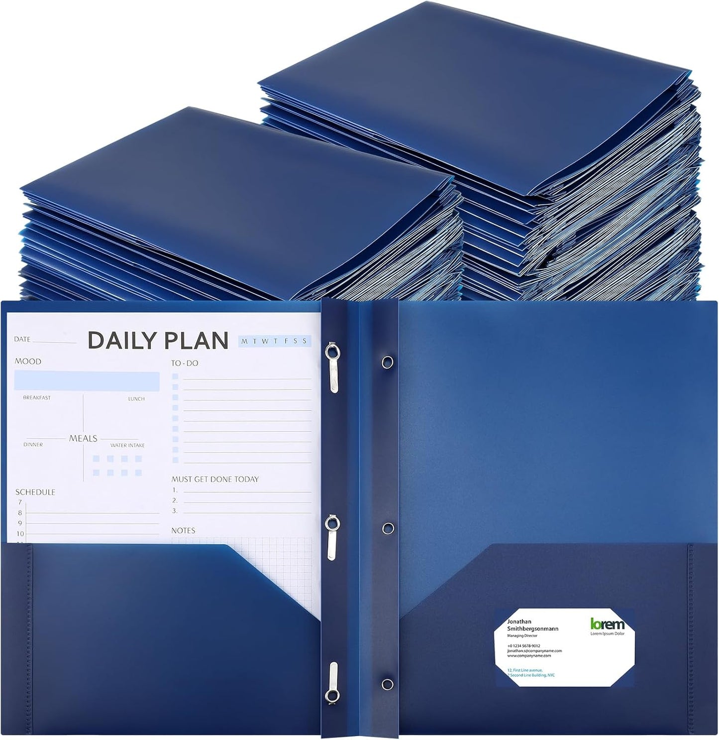 Cholemy 72 Packs Pocket Folders with Prongs for Document Organization