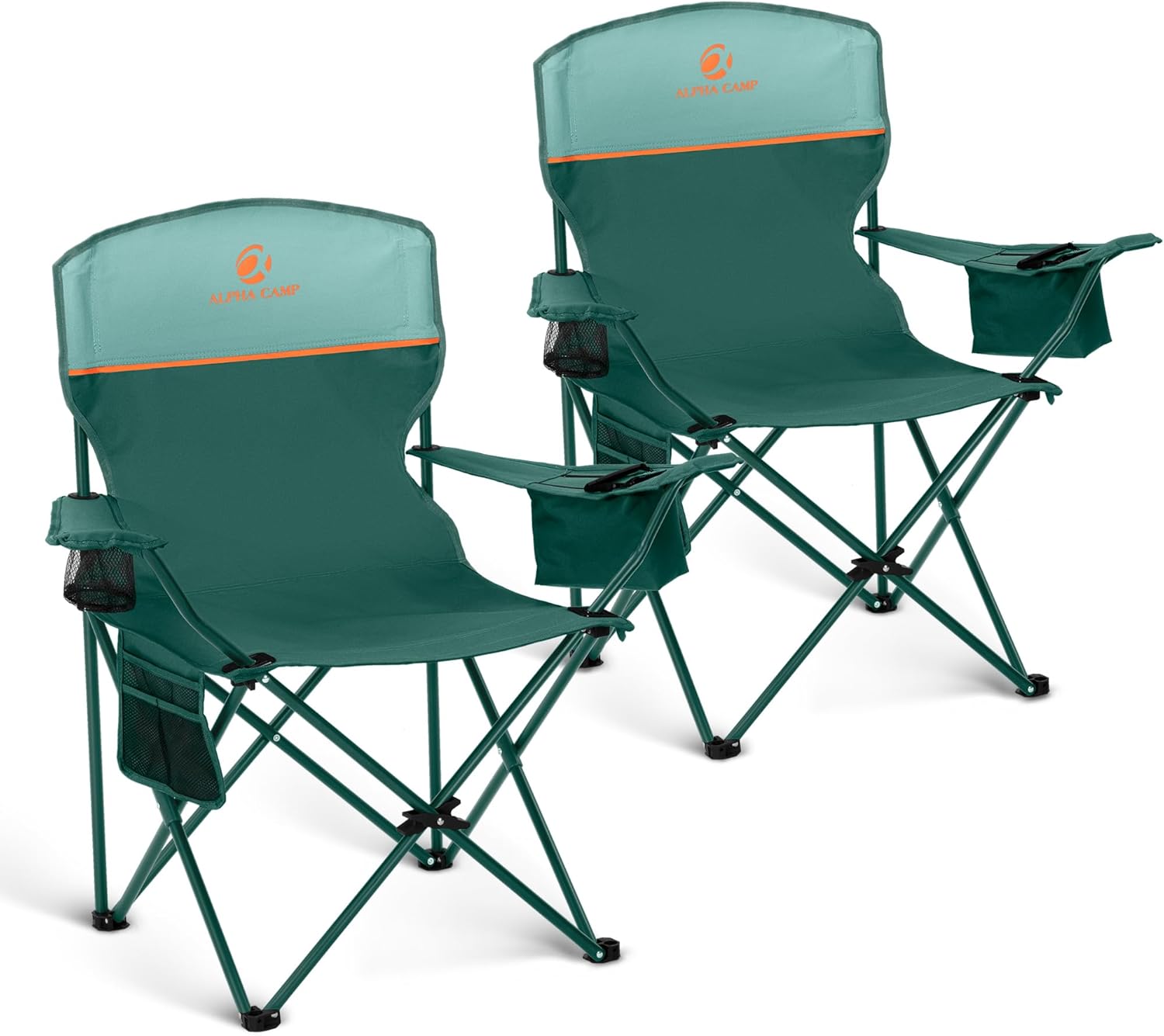LET'S CAMP Folding Chair 2 Pack with Cooler Bag for Outdoors