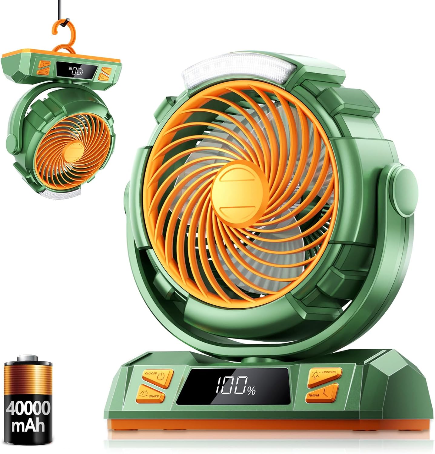 Camping LED Fan with Light - 40000mAh Rechargeable Power