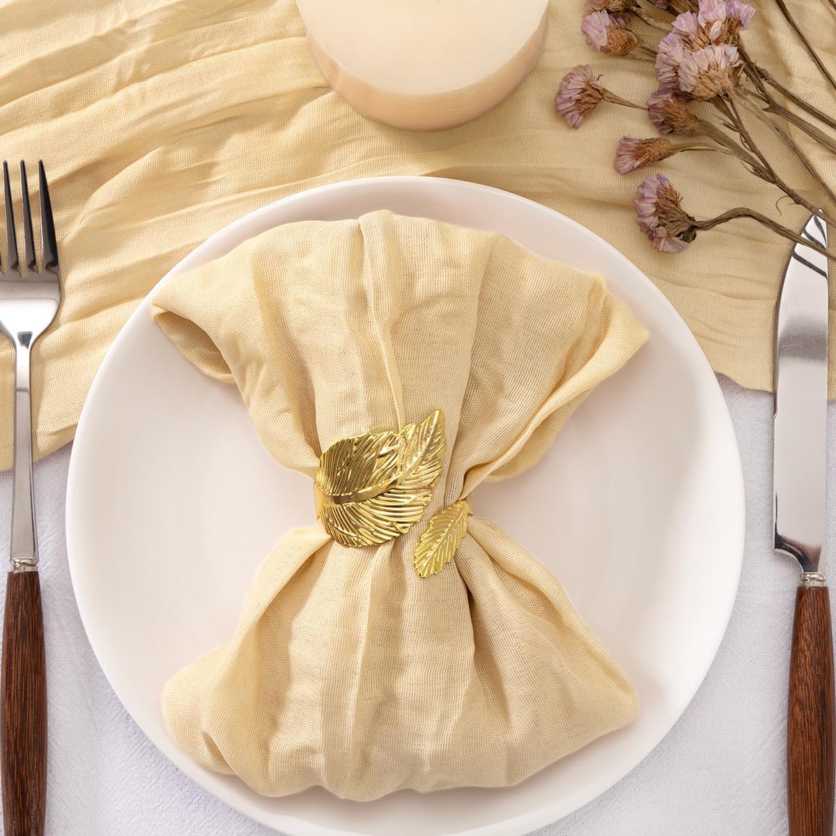 50 Pack Champagne Cheesecloth Napkins for Elegant Table Decor