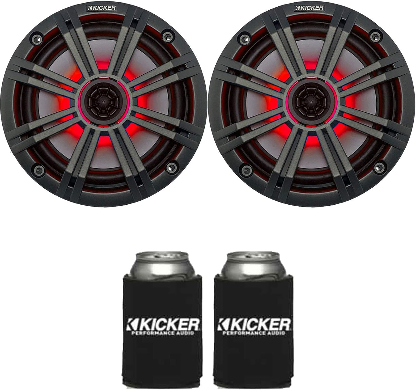 KICKER 6.5 Charcoal LED Marine Speakers for Ultimate Sound