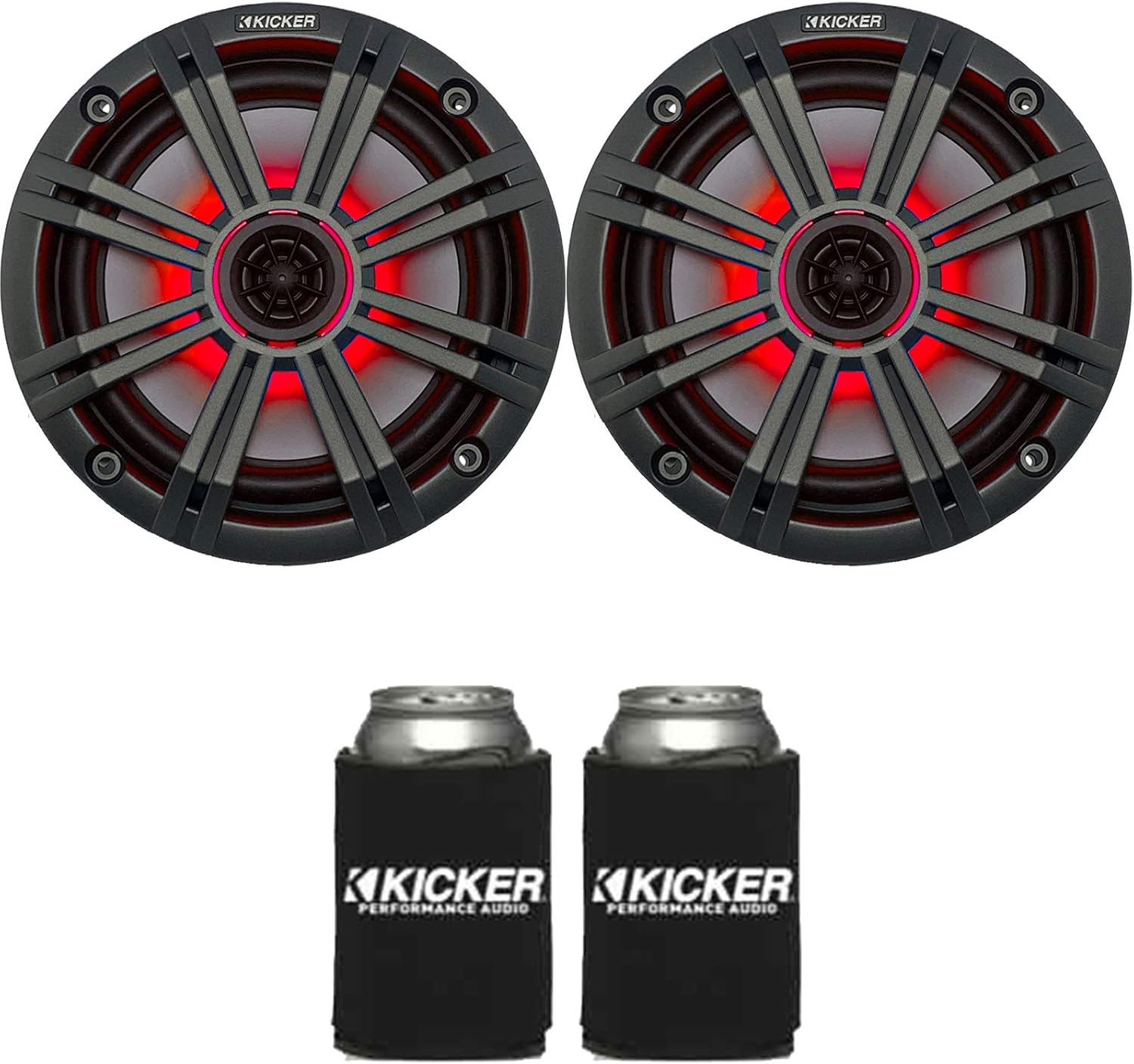 KICKER 6.5 Charcoal LED Marine Speakers for Ultimate Sound