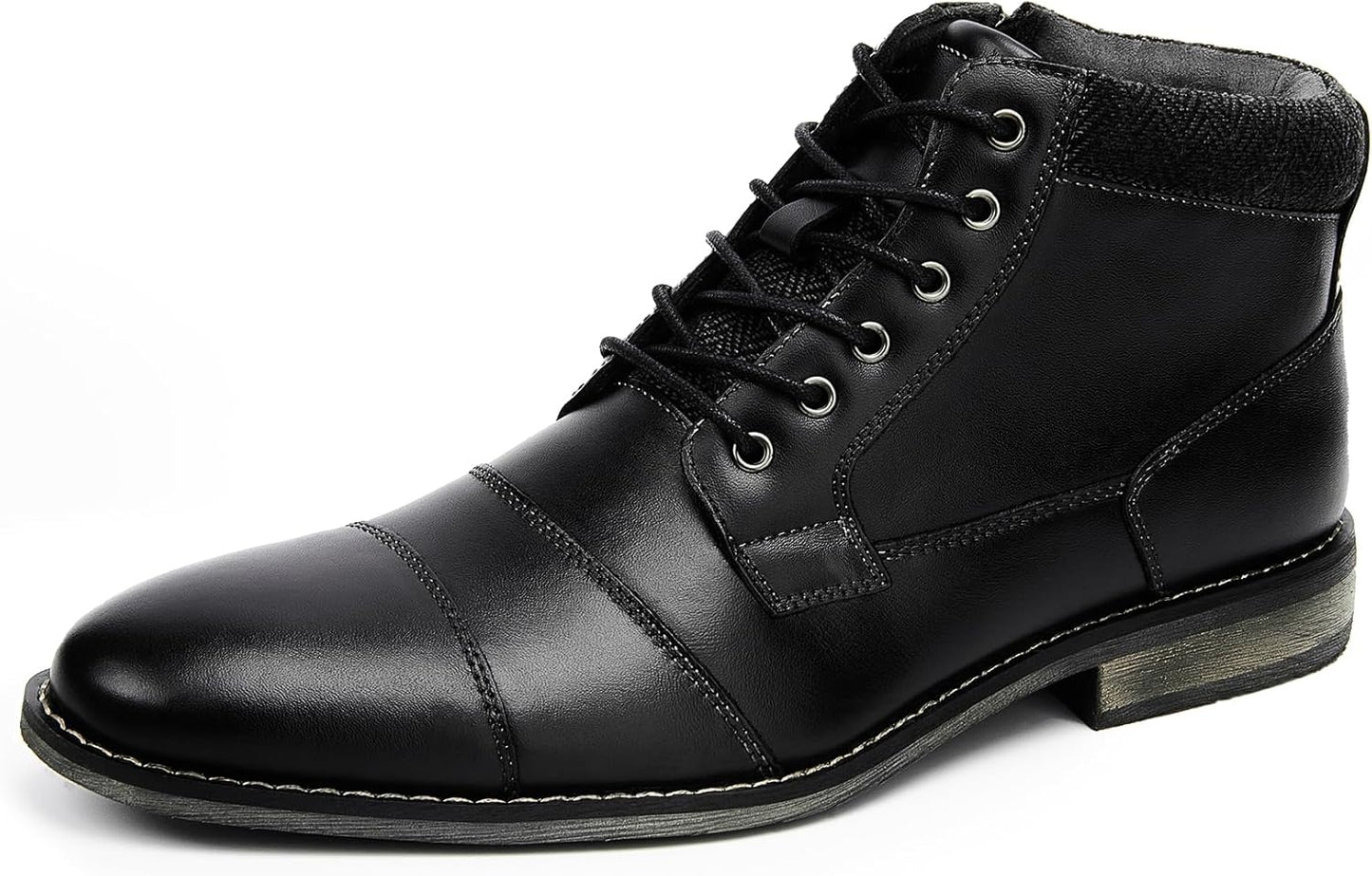 Mens Fashion Dress Boots - Black Genuine Leather Classic Style