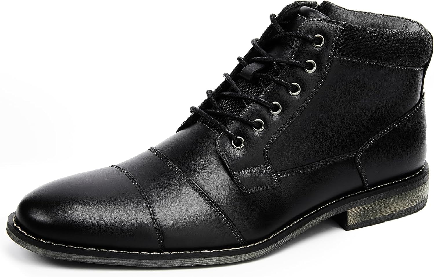 Mens Fashion Dress Boots - Black Genuine Leather Classic Style