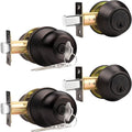 Probrico Oil Rubbed Bronze Entry Door Knob and Deadbolt Set - Keyed