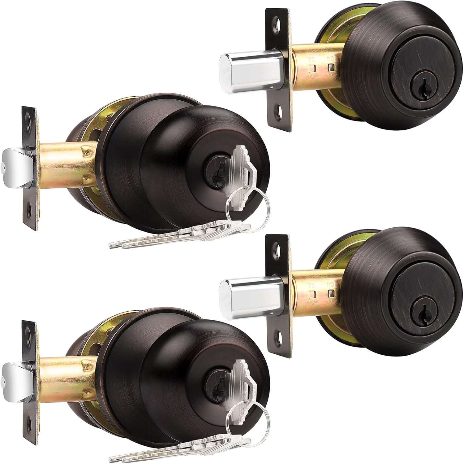 Probrico Oil Rubbed Bronze Entry Door Knob and Deadbolt Set