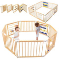 Foldable Baby Playpen Wooden Playpen for Babies and Toddlers - One-Key
