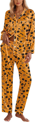 Silk Pajamas for Women Classic Button Down Satin Set - Breathable