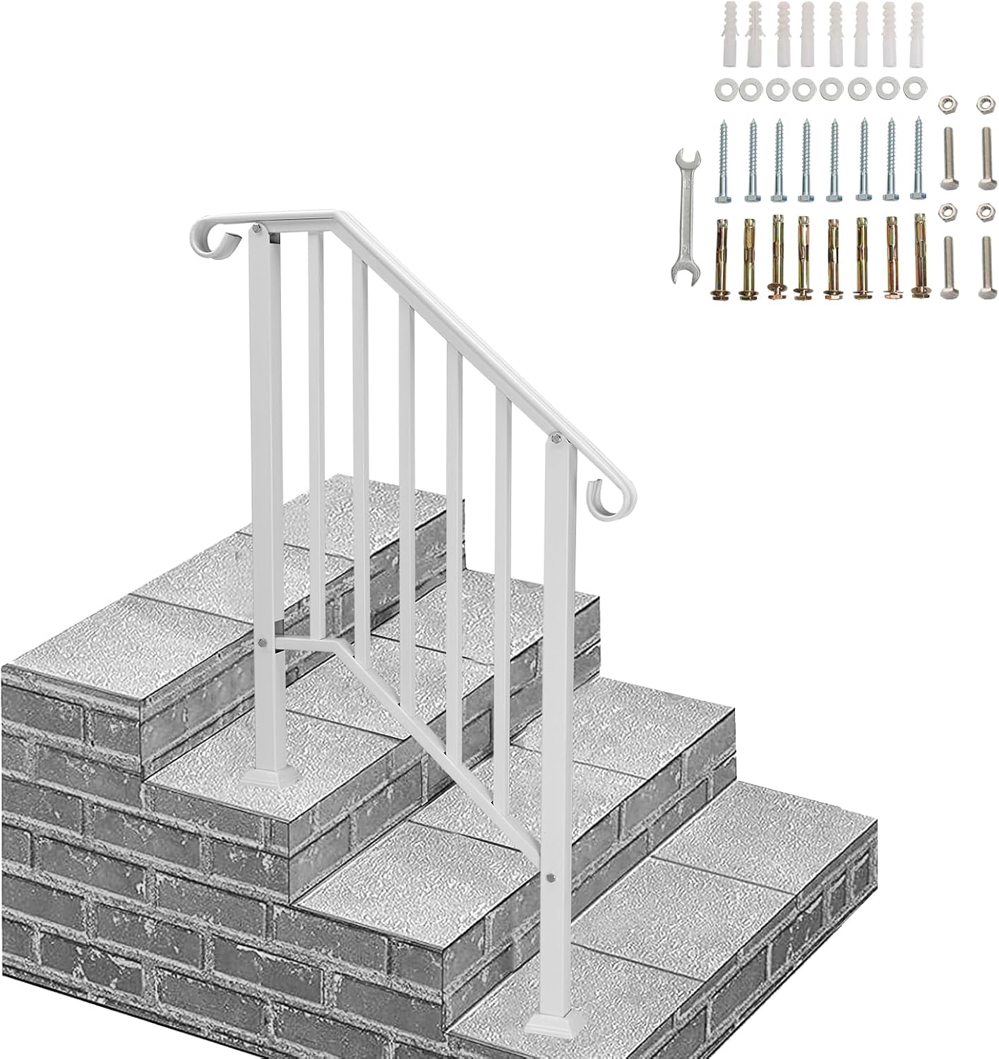 Outvita Handrails for Outdoor Steps - Wrought Iron Safety Railing