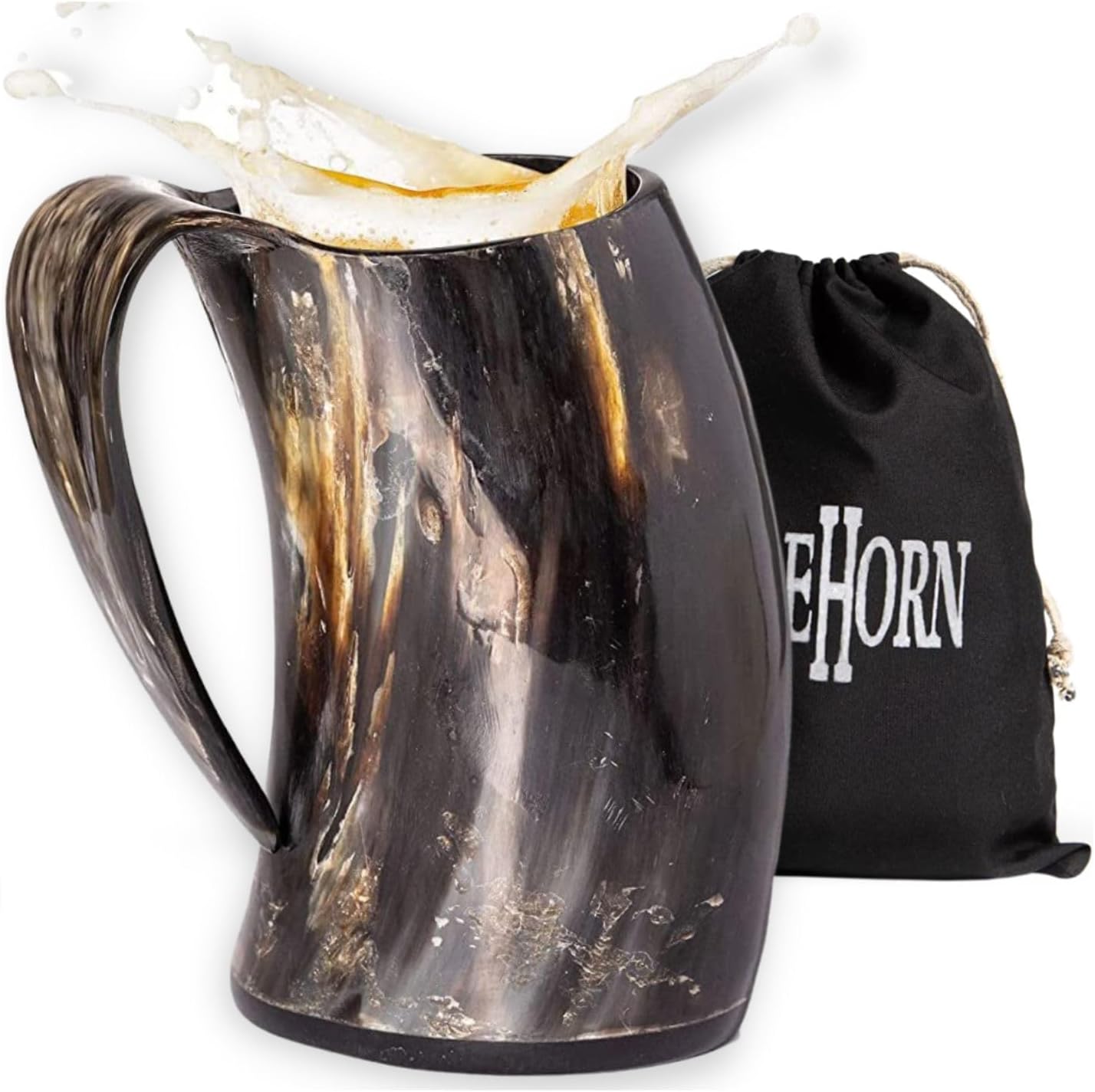 Authentic Viking Drinking Horn Tankard for Beer and Mead
