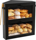 Corner Bread Box for Kitchen Countertop - Double Layer Space Saver