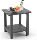 Adirondack Outdoor Side Table 2-Tier Dark Grey - Weather Resistant