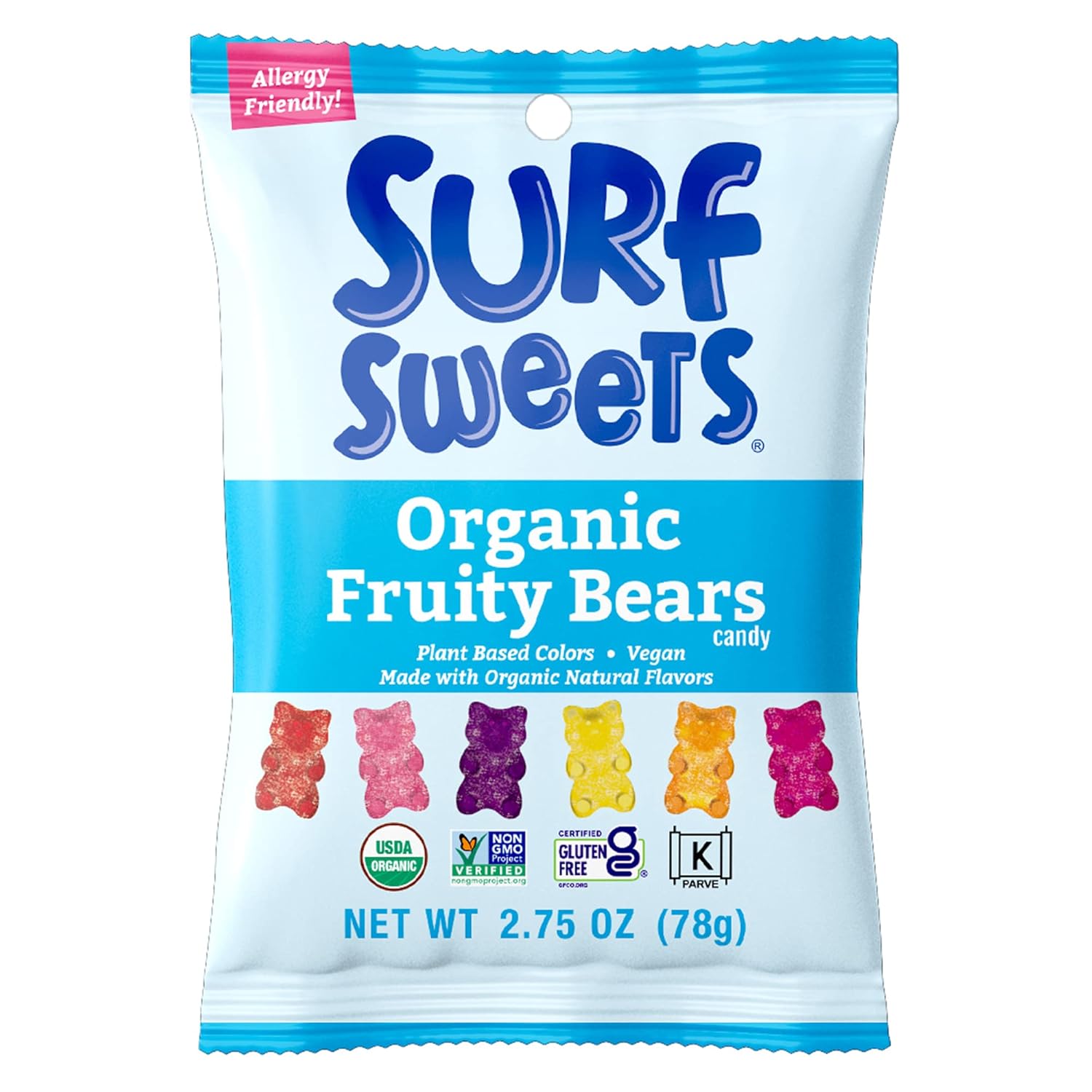 Surf Sweets Organic Fruity Bears - Delicious Vegan Gummy Treats
