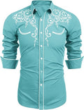 COOFANDY Men's Long Sleeve Embroidered Shirt for Casual Style