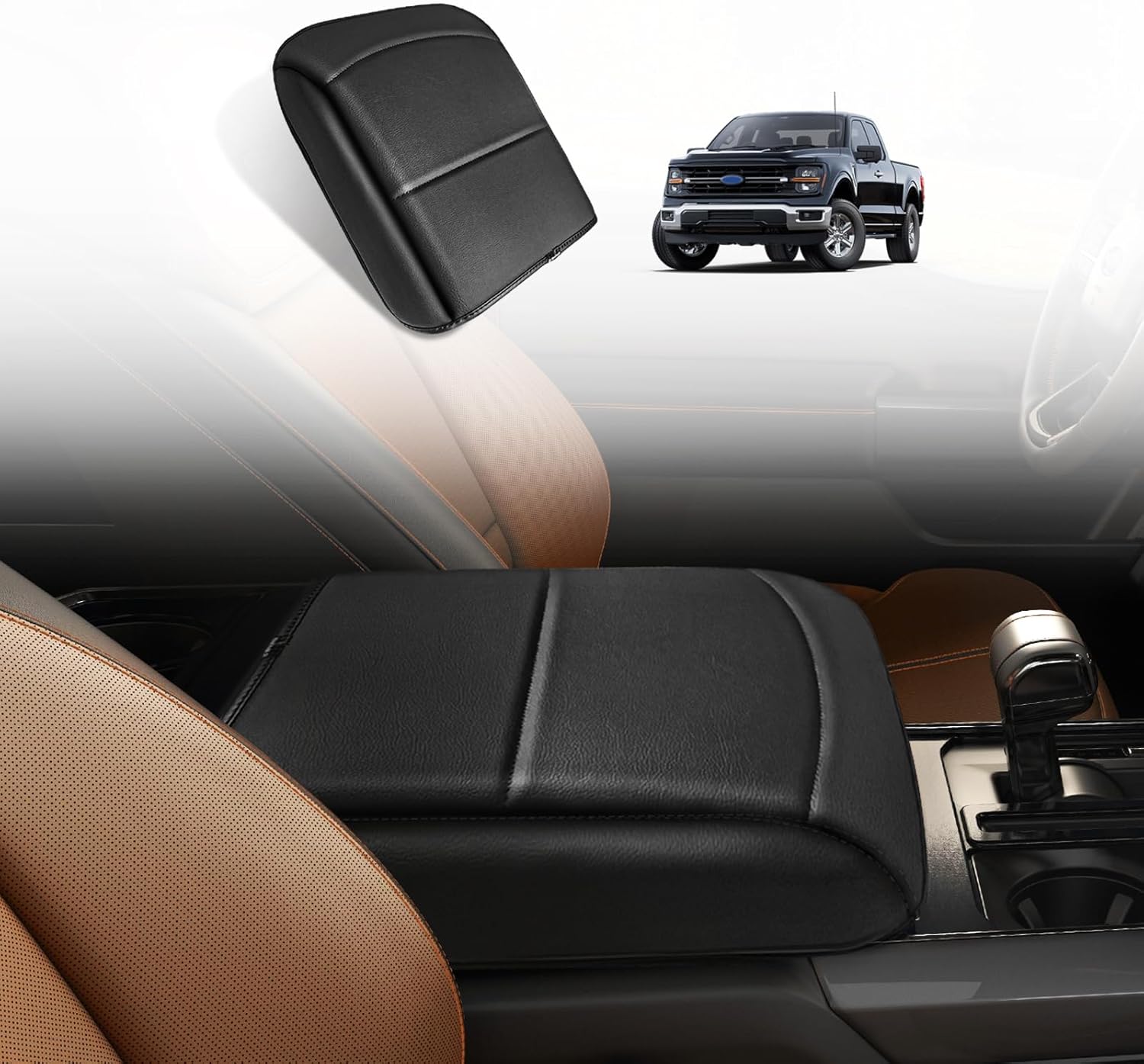 Muslogy Center Console Armrest Cover for Ford F150 2021-2025