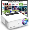 Native 1080P Projector Full HD - Bright 15000 LUX Home & Outdoor
