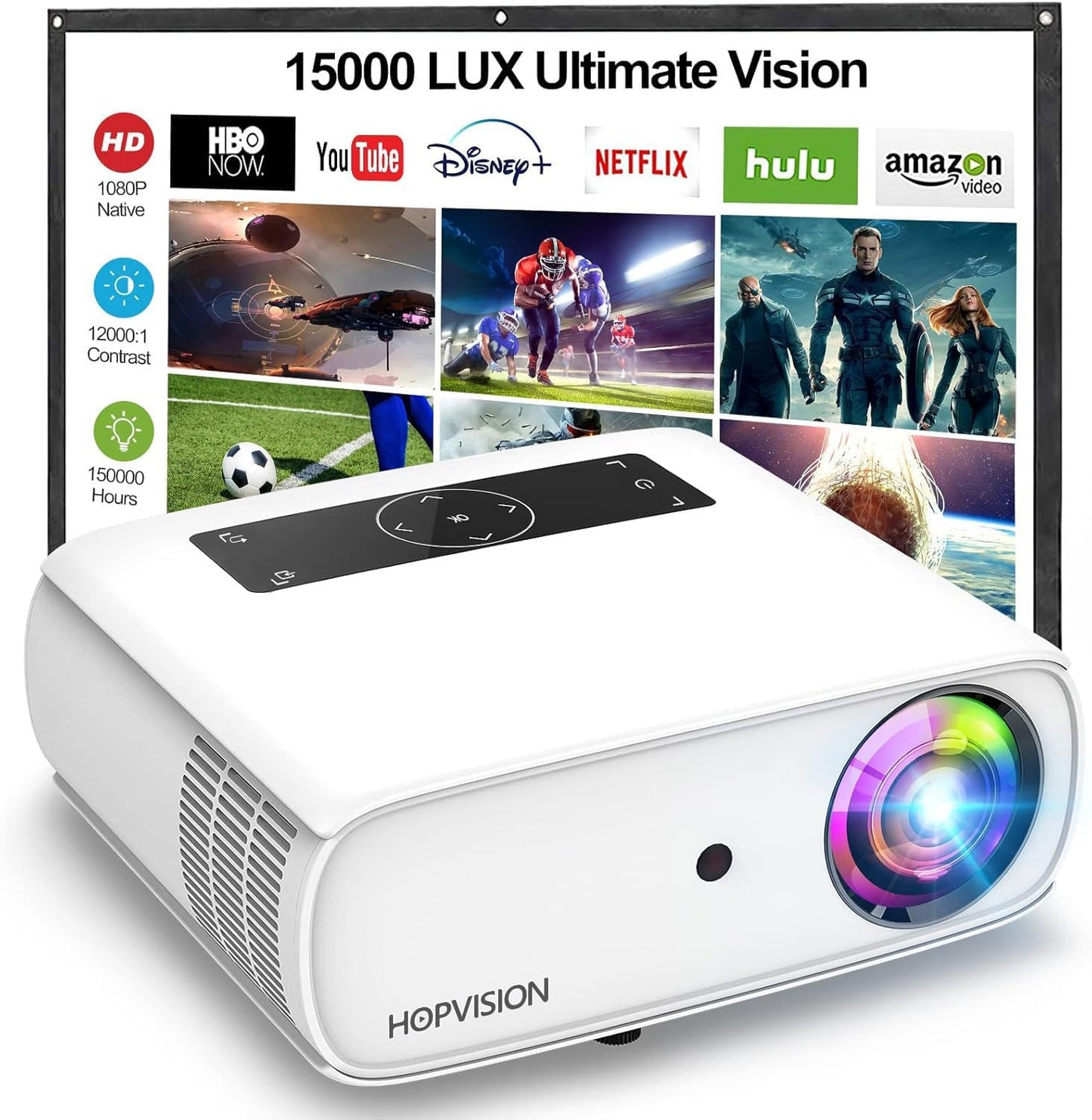 Ultimate Home Movie Theater: 1080P Projector 15,000Lux Brightness