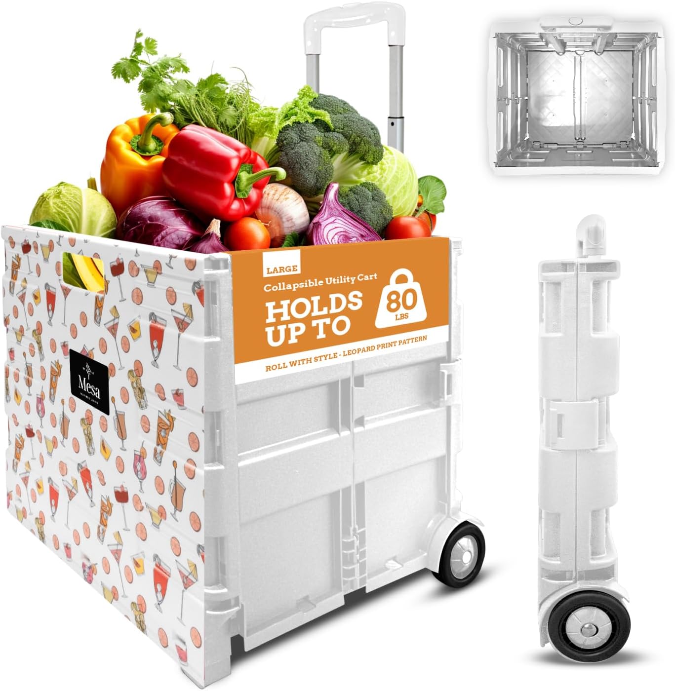Inspired Living Ultra-Slim Rolling Utility Cart for Home & Office
