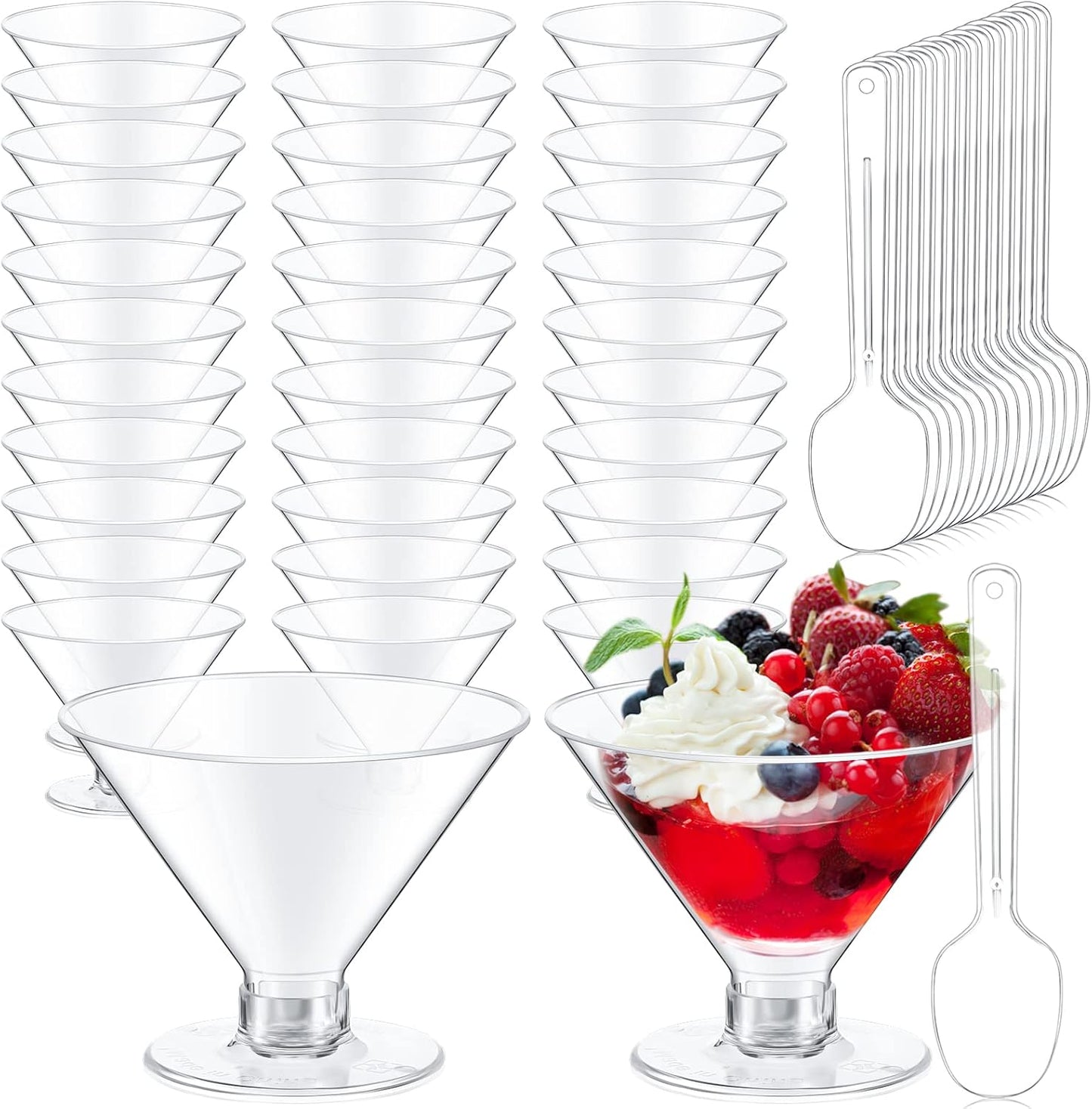 Yinkin 200 Pack Plastic Martini Glasses for Parties and Events