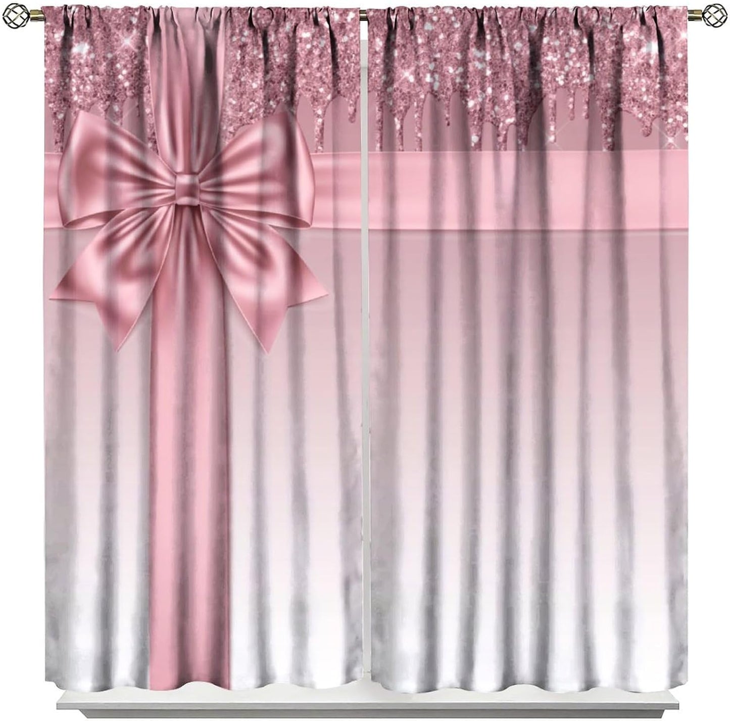 Rose Gold Glitter Blackout Curtains 42x45 Inch