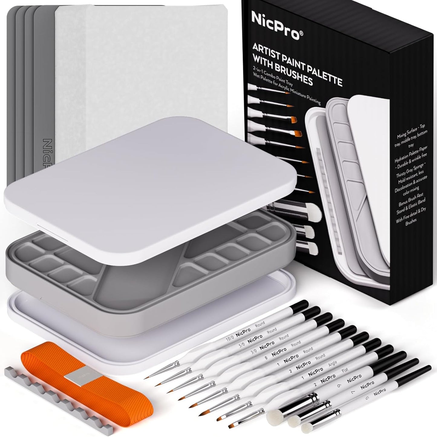 Nicpro Miniature Painting Kit with Wet Palette and Brushes