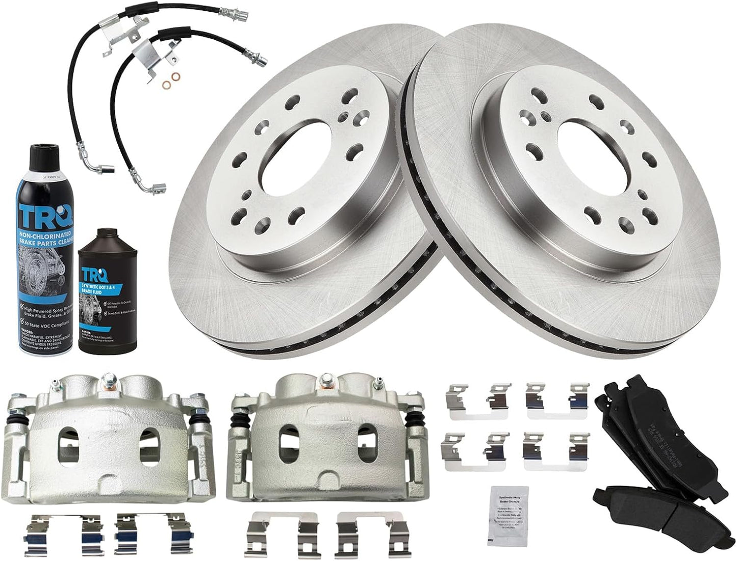 TRQ Brake Pad & Rotor Kit Semi-Metallic for Cadillac & GMC