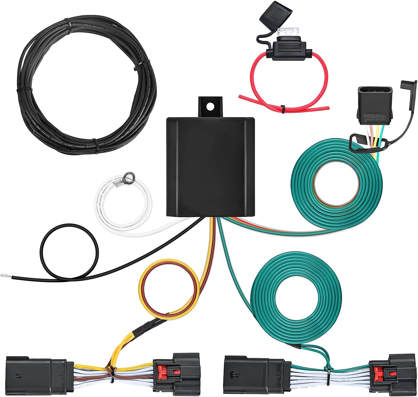 Nilight 4-Way Trailer Wiring Harness Kit for Jeep Wrangler JL