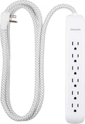 Philips 6 Outlet Power Strip Surge Protector - 6ft Braided Cord