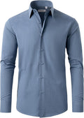 FAHIZO Men's Dress Shirt Casual Regular Fit Stretch Long Sleeve Shirts