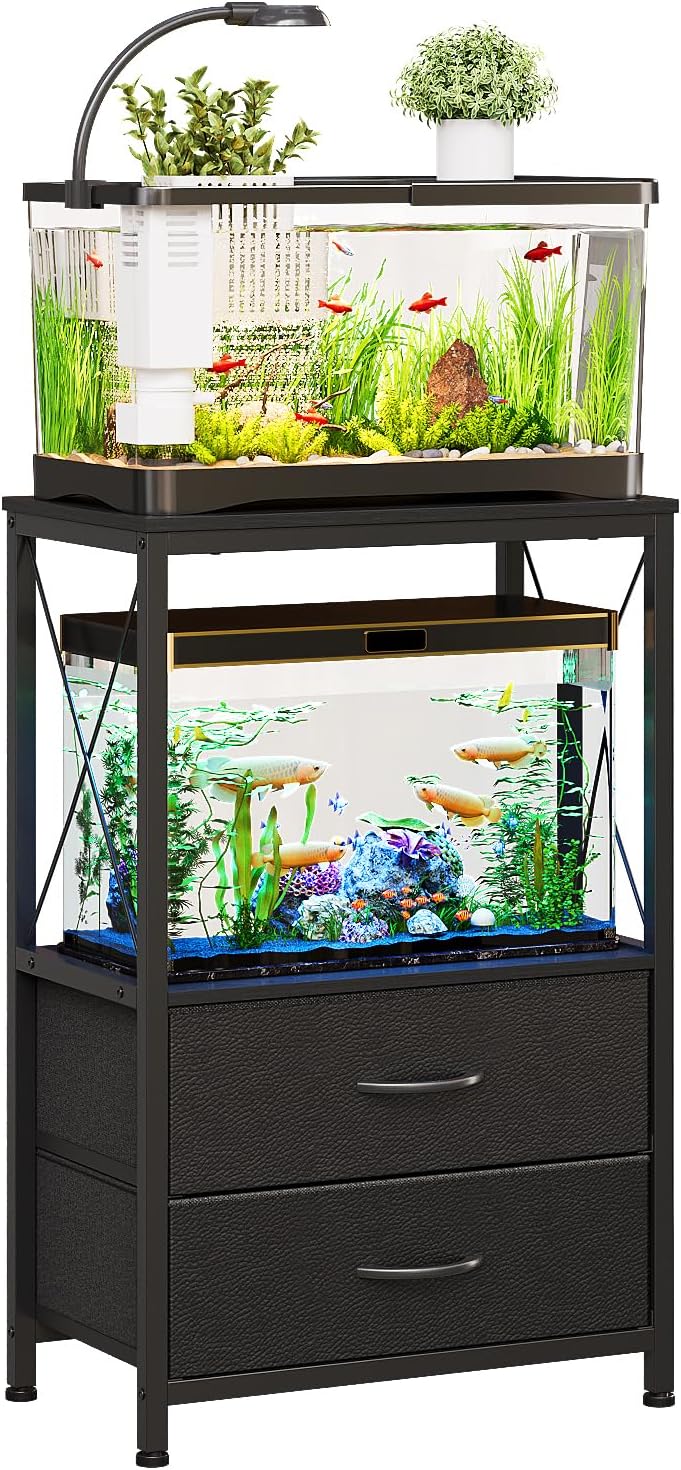 Aquarium Stand for 10 Gallon Tanks with 2-Tier Storage Design